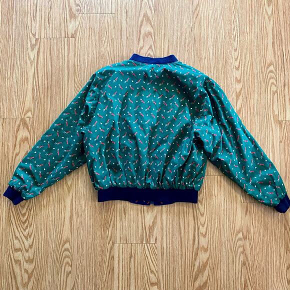 Vera Bradley Vintage Reversible Blue Green Golf Bomber Jacket Womens Large - Picture 11 of 16